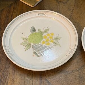 Noritake Basket Design Plates set of 2 with Green and Yellow Accents